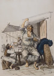 マンジャ・マッカローニ（パスタを食べる人）』ガエターノ・ドゥーラ（1805-1878）作、彫刻、イタリア