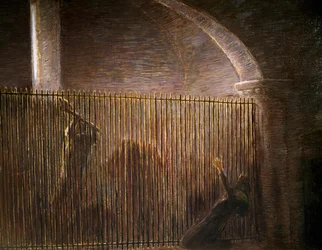 パリジーナ、Gaetano Previati (1852-1920) の絵画、Pietro Mascagni (1863-1945) による同名オペラの第 4 幕の最後のシーン、キャンバスに油彩