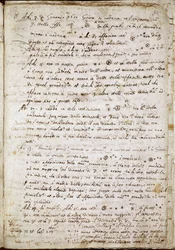 ガリレオが4つの星をMedicea SideraまたはPianeti Medicei（Planetes mediceennes）と名付けた「Sidereus Nuncius」のページ：イタリアの天文学者・物理学者であるガリレオ・ガリレイ（1564-1642）がコジモ・デ・メディシス（Cosimo de Medicis）のために書いた原稿