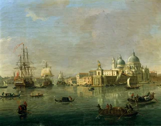 ジュデッカと税関のあるヴェネツィアの眺め ガスパル・ファン・ウィッテル（1652年または1653年～1736年）作 油彩・キャンバス 27x42cm 詳細