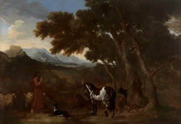 デュゲ - 動物に説教する仙人のいる風景、1637-1638年