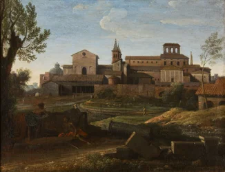 サン・ジョバンニ・イン・ラテラノを望むイタリア風風景」1672年～75年（油彩・キャンバス