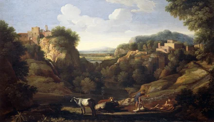イタリアの狩猟風景 ガスパール・デュゲ（1615-1675）作