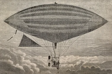 プロペラ付きの電気気球、ガストン (18473-1899) とアルバート ティサンディエ (1839-1906) によるプロトタイプ、パリ、フランス、L