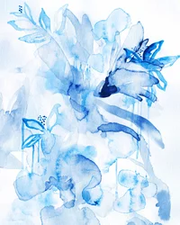 インディゴの水彩画の花
