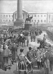 クリミア戦争の終結：1856年4月、チャリング・クロスでの平和宣言、1901年。
