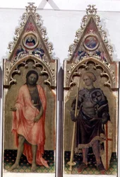 クオラテシ・ポリプティックの2人の聖人：洗礼者ヨハネと聖ゲオルギウス 1425年（パネルにテンペラ）（53943の詳細、85684も参照