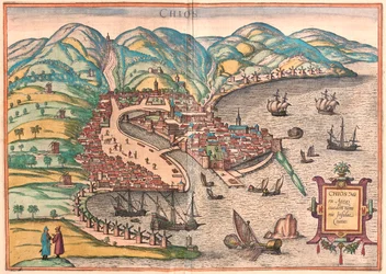 ギリシャ、キオス島 - ゲオルク・ブラウン作「Civitates Orbis Terrarum」ケルン1617年所収