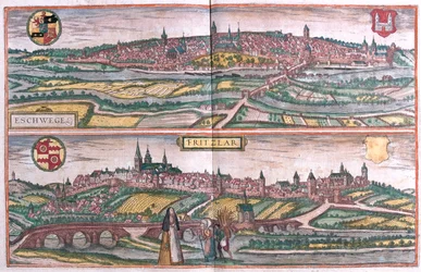 ゲオルク・ブラウン著『Civitates Orbis Terrarum』（ケルン、1617年）所収のエシュヴェーゲとフリッツラー（ドイツ）。