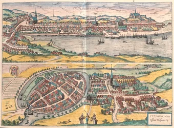 ゲオルク・ブラウン作「Civitates Orbis Terrarum」（1617年ケルン）所収のフレンスブルク（ドイツ、イッツェーホー）。