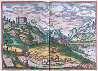 ハレとザール川、ハレ・イン・ザクセン、ヒルデスハイム、ドイツ - ゲオルク・ブラウン著「Civitates Orbis Terrarum」ケルン1617年所収