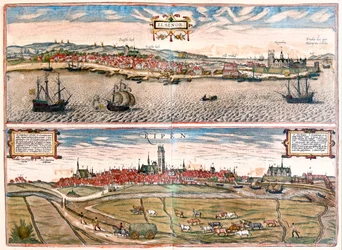 デンマークのヘルシンゴール（ハムレット）-ゲオルク・ブラウン作「Civitates Orbis Terrarum」ケルン1617年所収