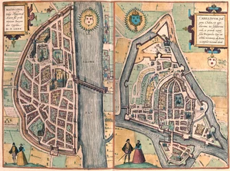 ゲオルク・ブラウン著『Civitates Orbis Terrarum』（ケルン、1617年）にあるマコン（フランス、シャロン・シュル・ソーヌ県）。