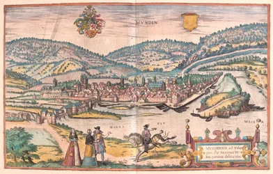 ドイツ、ハノヴェルシュのムンデン-ゲオルク・ブラウン著『Civitates Orbis Terrarum』（ケルン、1617年）に所収