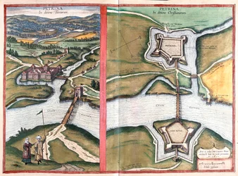 クロアチアのペトリーニャ - ゲオルク・ブラウン著『Civitates Orbis Terrarum』（ケルン、1617年）所収