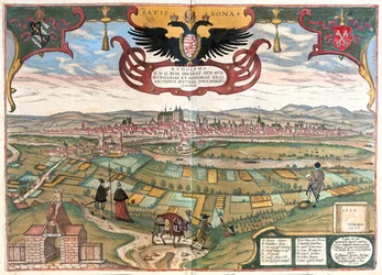 ドイツ、レーゲンスブルク（皇帝ルドルフ2世）-ゲオルク・ブラウン作「Civitates Orbis Terrarum」ケルン1617年所収