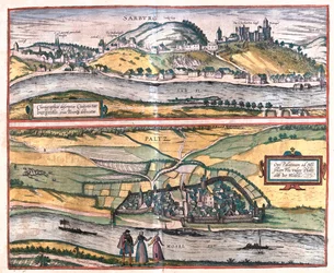 ドイツ、ファルツェルのザールブルク - ゲオルク・ブラウン著「Civitates Orbis Terrarum」ケルン1617年所収