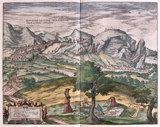 イタリア、テッラチーナ-ゲオルク・ブラウン作『Civitates Orbis Terrarum』所収、ケルン、1617年