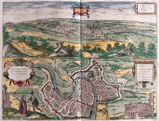 イタリア、ヴェローナ-ゲオルク・ブラウン作「Civitates Orbis Terrarum」（1617年ケルン）所収