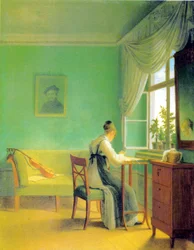 刺繍の女性