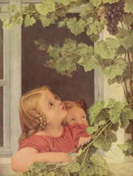 ドイツ語：Kinder am Fenster 窓辺の子供たち