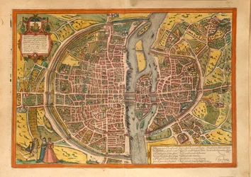 ゲオルグ・ブラウンの「Civitates Orbis Terrarum」によるパリの地図
