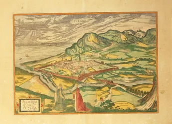 ゲオルグ・ブラウンの「Civitates Orbis Terrarum」によるペサロの地図