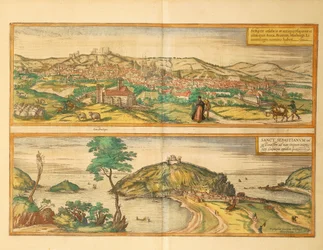 サン・セバスチャンとブルゴスの地図（ゲオルグ・ブラウン著『Civitates Orbis Terrarum』より