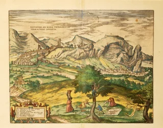ゲオルグ・ブラウンの「Civitates Orbis Terrarum」に掲載されたラツィオ州テラチーナの地図