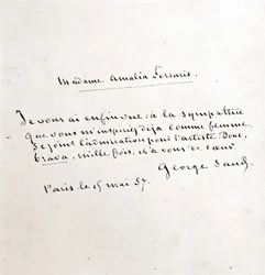 ジョージ・サンド（Aurore Dupin, Baronne Dudevant）（1804-1876）からアマリア・フェラリス夫人への手紙（パリ、3月19日）。
