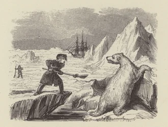 ホッキョクグマを仕留める若き日のネルソン(エングレービング)