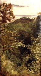 The Glen, Naworth, Cumbria（パネルに油彩）