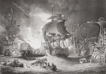 1798年8月1日の「英語とスコットランドの歴史の図解」第II巻からのナイルの戦い