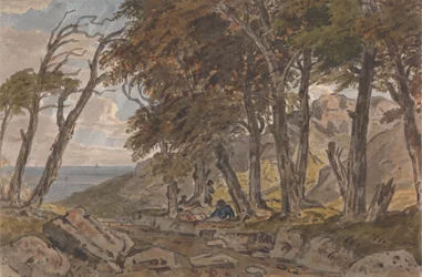 Figures on the Bank of a Wooded Lane, with Sea in Distance Left   1437922   ja       japanese Successfully Translated  Original: Characters from a German Production of Macbeth (one of six etchings) Translat: Characters from a German Production of Macbeth (
