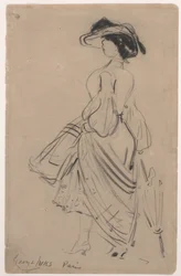 Lady of Fashion (紙に木炭)