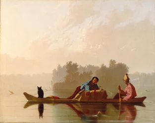 ミズーリ州を下る毛皮商人、1845年。