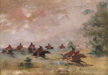 野生の馬に乗ったコマンチ戦争党、1834-1837。