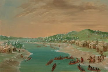 ラ・サールと一行はイリノイの村に到着。 1680 年 1 月 1 日、18471848。