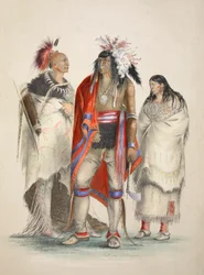 北米インディアン、パブ。 1845年カラーリトグラフ。