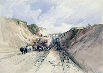 グレートウエスタン鉄道の切土を掘る、1841年（紙のトイレ）