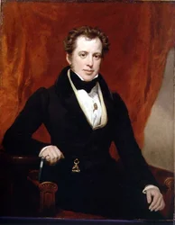 ボックス＆コックス」のハッター役で有名な俳優ミスター・ハーレーのポートレート、パブ。1847