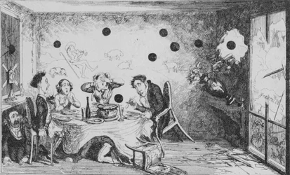 パリで中断された英語のディナーパーティー、c1849。