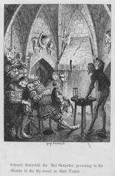 バイワードまたはゲートタワーで巨人に説教をする「ホットゴスペラー」エドワード・アンダーヒル（エングレーヴィング