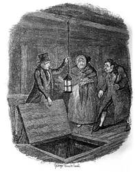 チャールズ・ディケンズ（1812-1870）作『オリバー・ツイスト』（オリヴィエ）の挿絵を、ジョージ・クルイックシャンク（1792-1878）が担当しました。