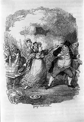 チャールズ・ディケンズ（1812-1870）作『オリバー・ツイスト』（オリヴィエ）の挿絵を、ジョージ・クルイックシャンク（1792-1878）が担当しました。