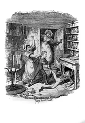 チャールズ・ディケンズ（1812-1870）作『オリバー・ツイスト』（オリヴィエ）の挿絵を、ジョージ・クルイックシャンク（1792-1878）が担当しました。