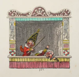 パンチとジュディのパブからパンチとジュディ。 1827年（手描きの彫刻）