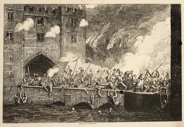 パブ、ロンドン塔からバイワードタワーを攻撃するトーマスワイアット卿。 1840