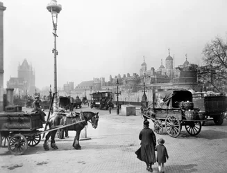 ロンドン塔の外のカート、1930年頃
