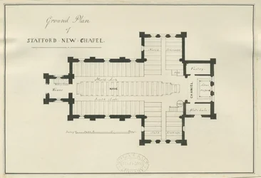 Stafford - クライストチャーチのグランドプラン：ペンとインクのドローイング、nd [c 1838] （図面